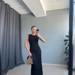 Black Sheer Knit Cover-Up Maxi Dress