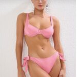 Pink Underwire Bikini Set With Side Ties