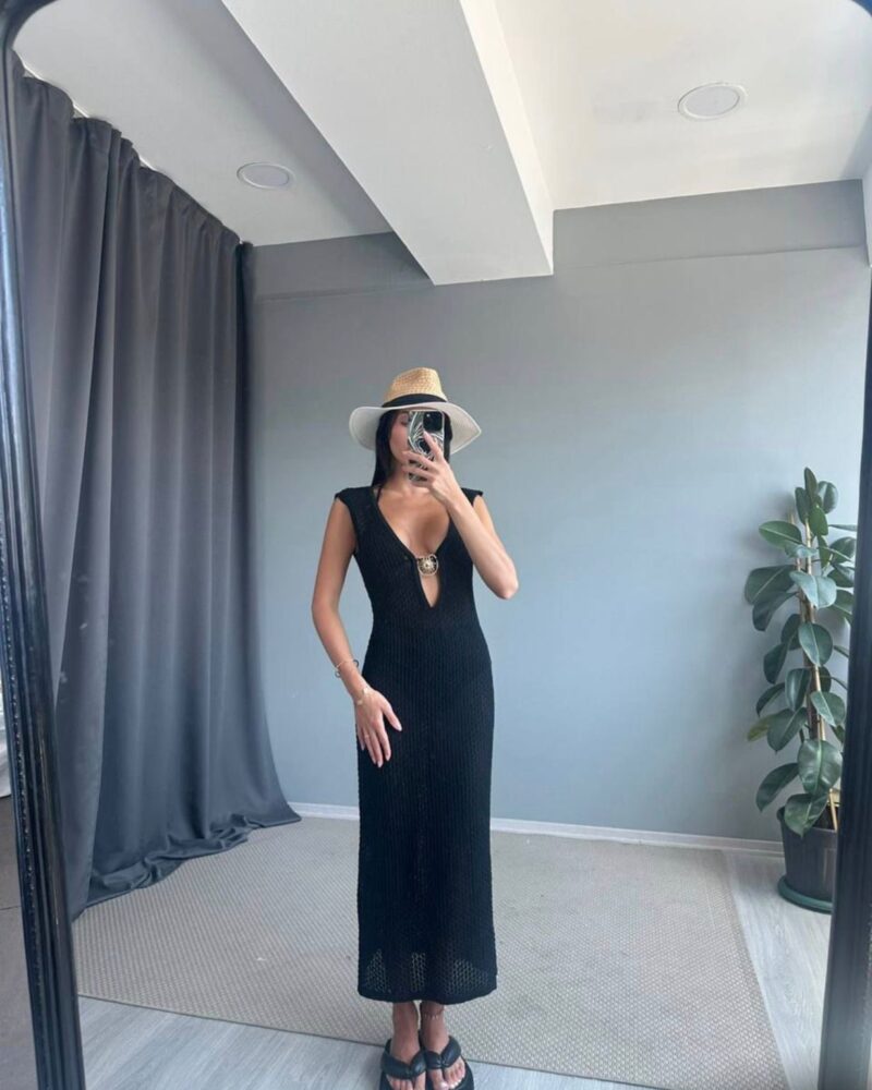 Black Knit Maxi Swim Cover-Up