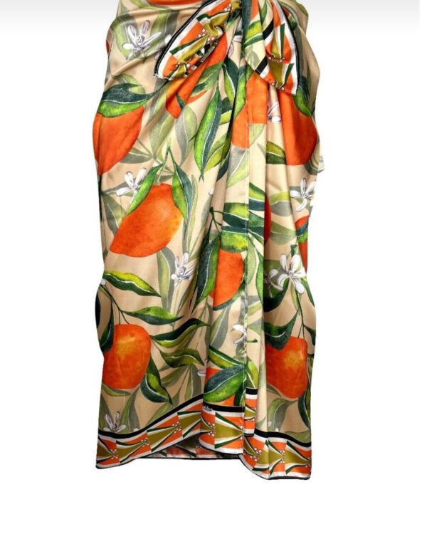 Orange Print Sarong Pareo