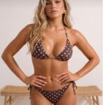 Brown Polka Dot Triangle Bikini Set