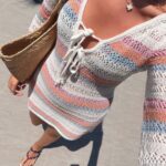 Pastel Striped Crochet Cover-Up Dress
